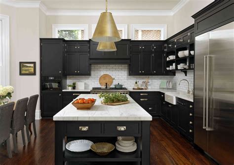 traditional black kitchen cabinets